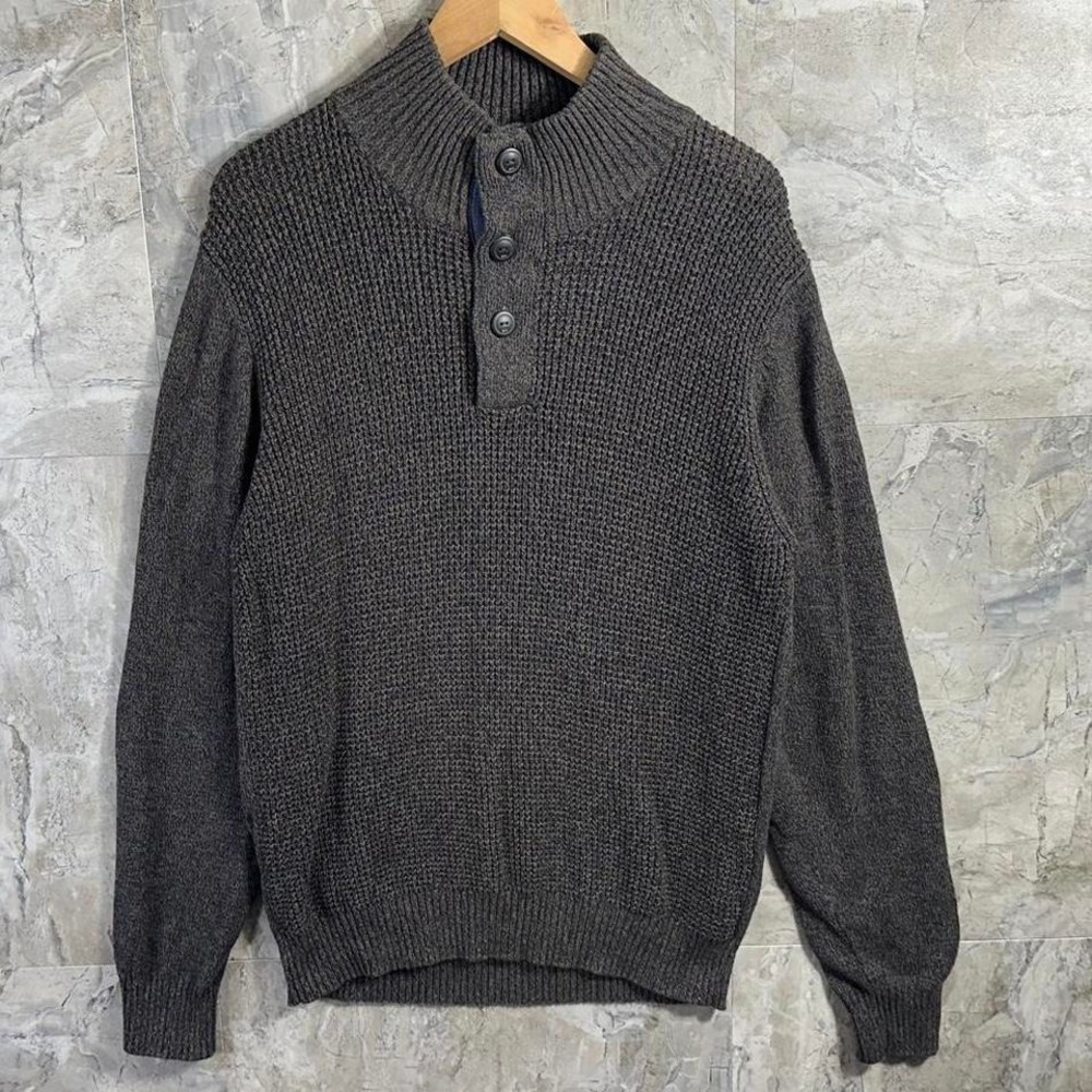 Weatherproof grey‎ button up sweater  Mens Size L 100% Cotton  #knitwear